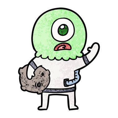 Tepegöz'ü yabancı uzay adamı sallayarak çizgi film