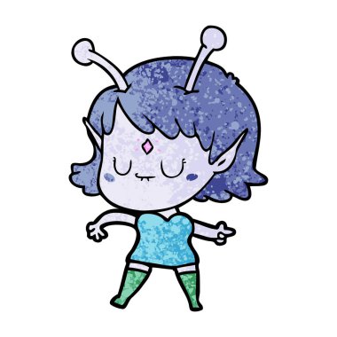 vektör çizim karikatür uzaylı kız