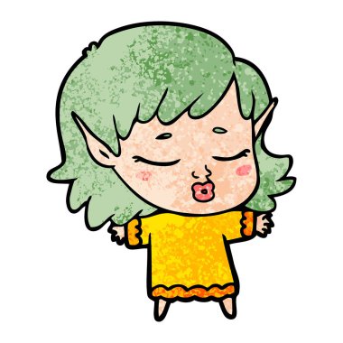 vektör çizim karikatür elf kızı