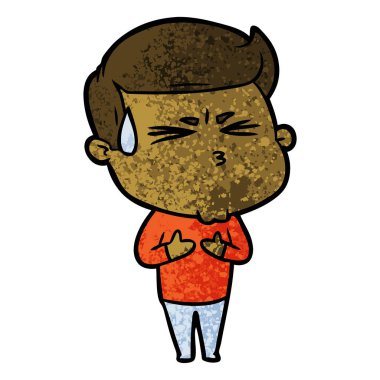 vektör çizim karikatür adam terleme