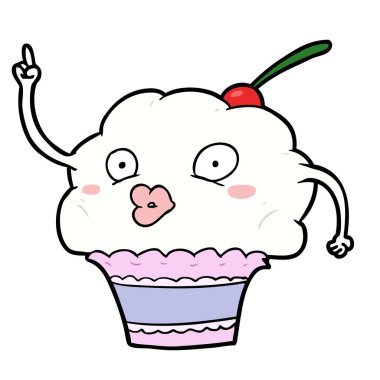 komik karikatür cupcake vektör çizim