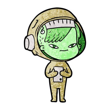 vektör çizim karikatür astronot kadın