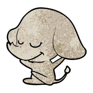 vektör çizim karikatür fil gülümseyen