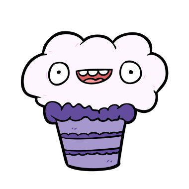 komik karikatür cupcake vektör çizim