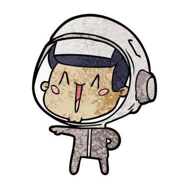 mutlu karikatür astronot vektör çizim