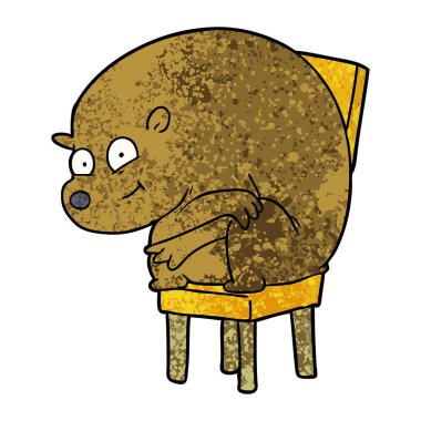 çizgi film ayı Chari üzerinde oturan