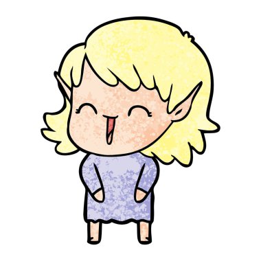 vektör çizim karikatür elf kızı