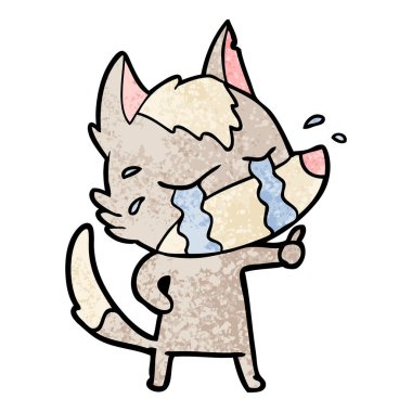 vektör çizim karikatür ağlayan kurt