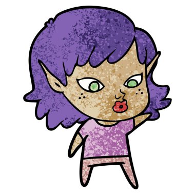 vektör çizim karikatür elf kızı