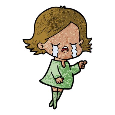 vektör çizim karikatür kız ağlıyor