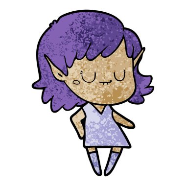 vektör çizim karikatür elf kızı