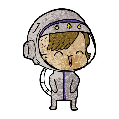 mutlu karikatür alan kız