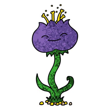 Çizgi film çiçeğinin vektör illüstrasyonu