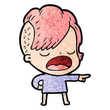 konuşuyor karikatür serin hippi kız