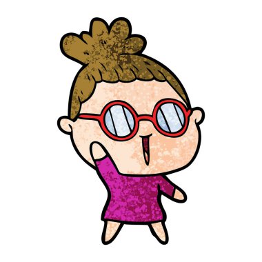 Çizgi filmdeki gözlüklü kadın.