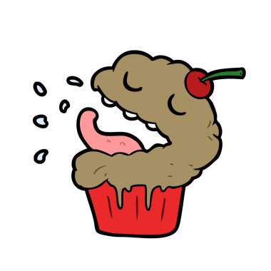 komik karikatür cupcake vektör çizim
