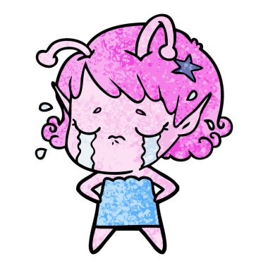 ağlayan uzaylı kız çizgi film