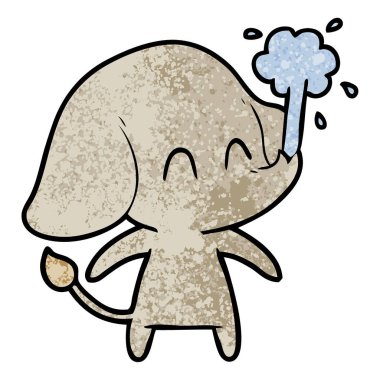 sevimli çizgi fil spouting su