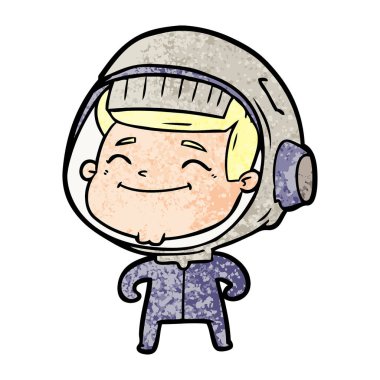mutlu karikatür astronot vektör çizim
