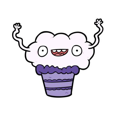 komik karikatür cupcake vektör çizim