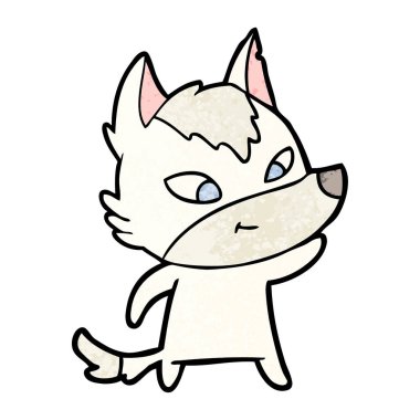 vektör çizim dostu karikatür kurt