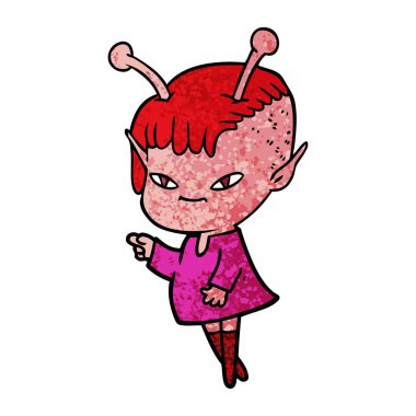 vektör çizim karikatür uzaylı kız