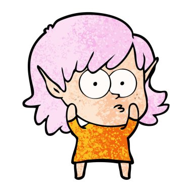 vektör çizim karikatür elf kızı