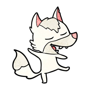 vektör çizim karikatür kurt gülen