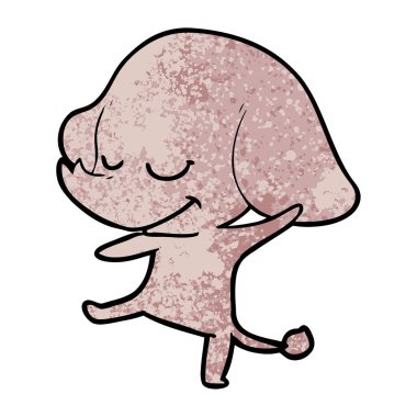 vektör çizim karikatür fil gülümseyen