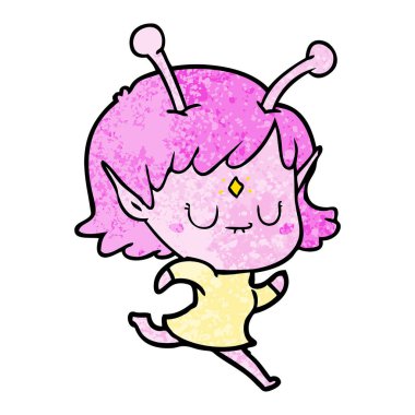 vektör çizim karikatür uzaylı kız