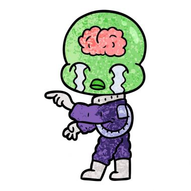 çizgi film büyük beyin uzaylı ağlıyor ve işaret