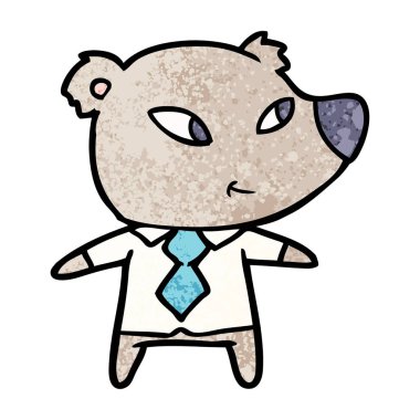 sevimli çizgi ayı office giysili