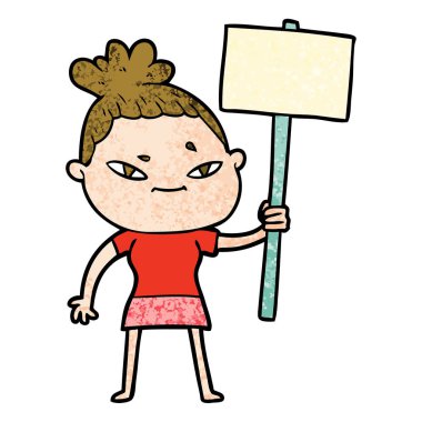 Çizgi filmdeki kadının vektör çizimi