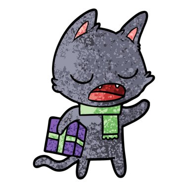 kedi karikatür konuşma vektör çizim