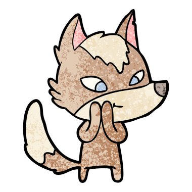 vektör çizim dostu karikatür kurt