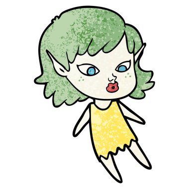 vektör çizim karikatür elf kızı