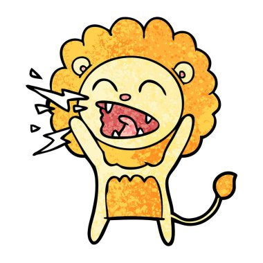 vektör çizim karikatür kükreyen aslan