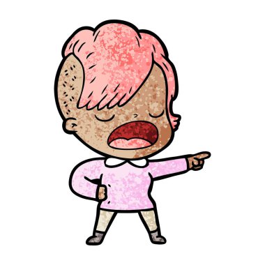 konuşuyor karikatür serin hippi kız