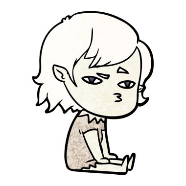 Çizgi filmdeki vampir kızın vektör çizimi