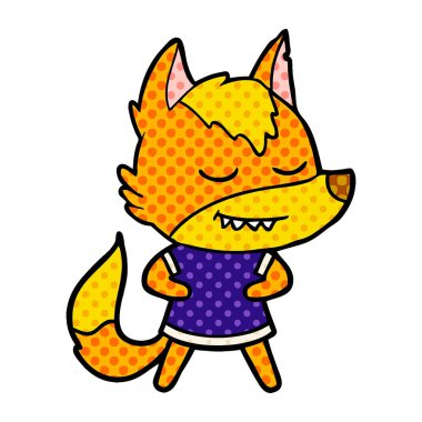 Tilki çizgi film karakteri vektör çizim