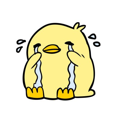 vektör çizim karikatür kuş ağlıyor