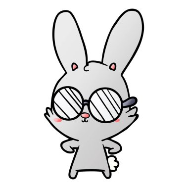 Gözlüklü şirin karikatür tavşan