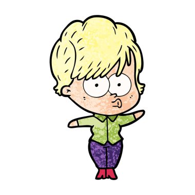 Çizgi filmdeki kadının vektör çizimi