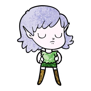 vektör çizim karikatür elf kızı