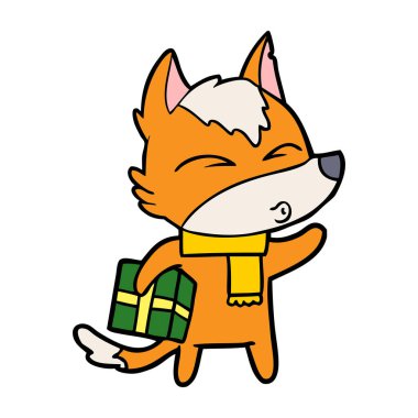 Tilki çizgi film karakteri vektör çizim