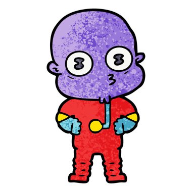 vektör çizim karikatür garip kel uzay adamı