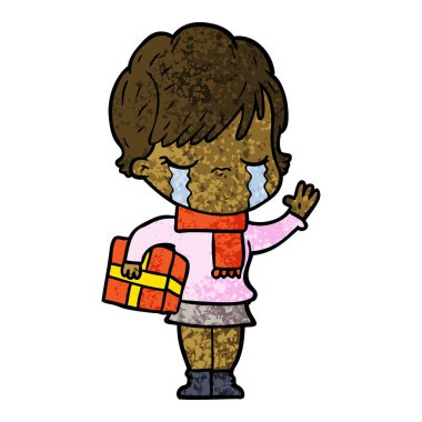 vektör çizim karikatür kadının ağladığını