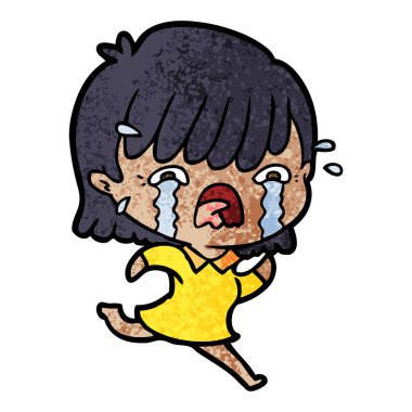 vektör çizim karikatür kız ağlıyor