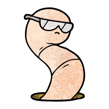  çizgi film serin solucan vektör çizim