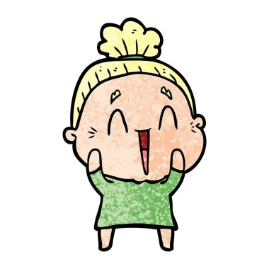 karikatür mutlu yaşlı kadın